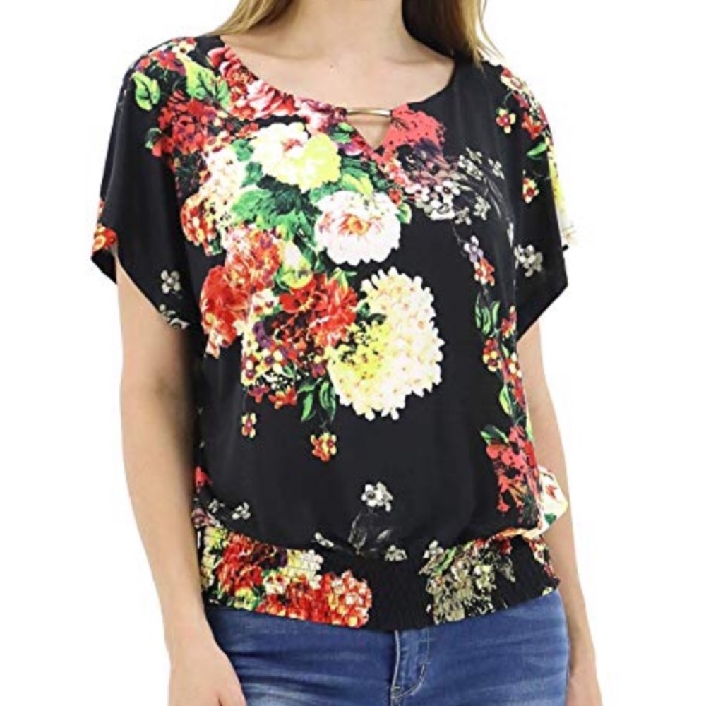 Batwing Banded Bottom Shirring Dolman Top